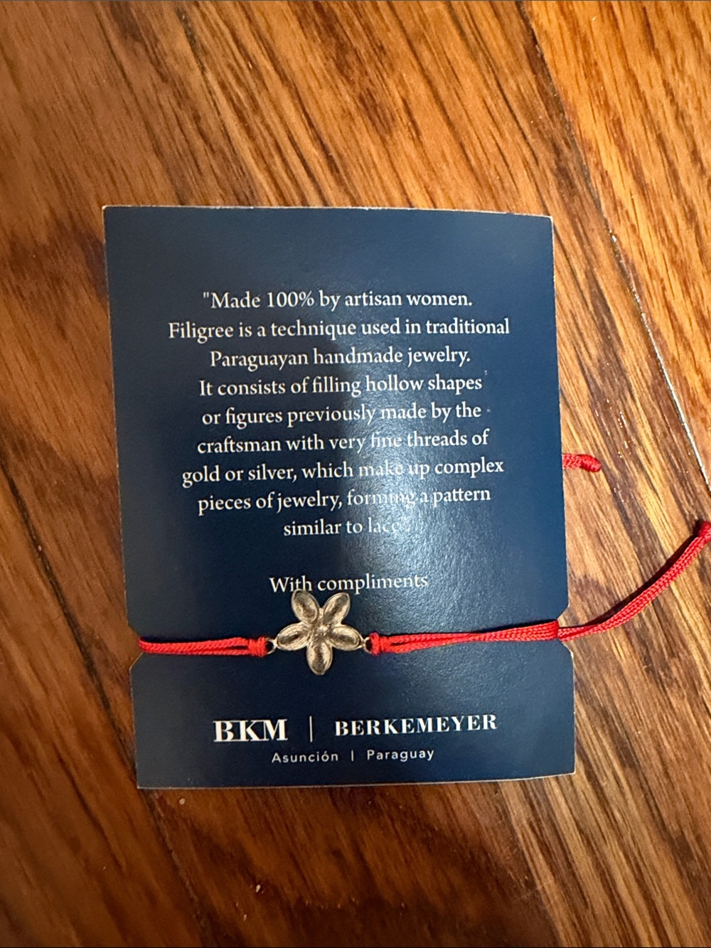 BKM Berkemeyer Red String Bracelet with Silver Flower Charm
